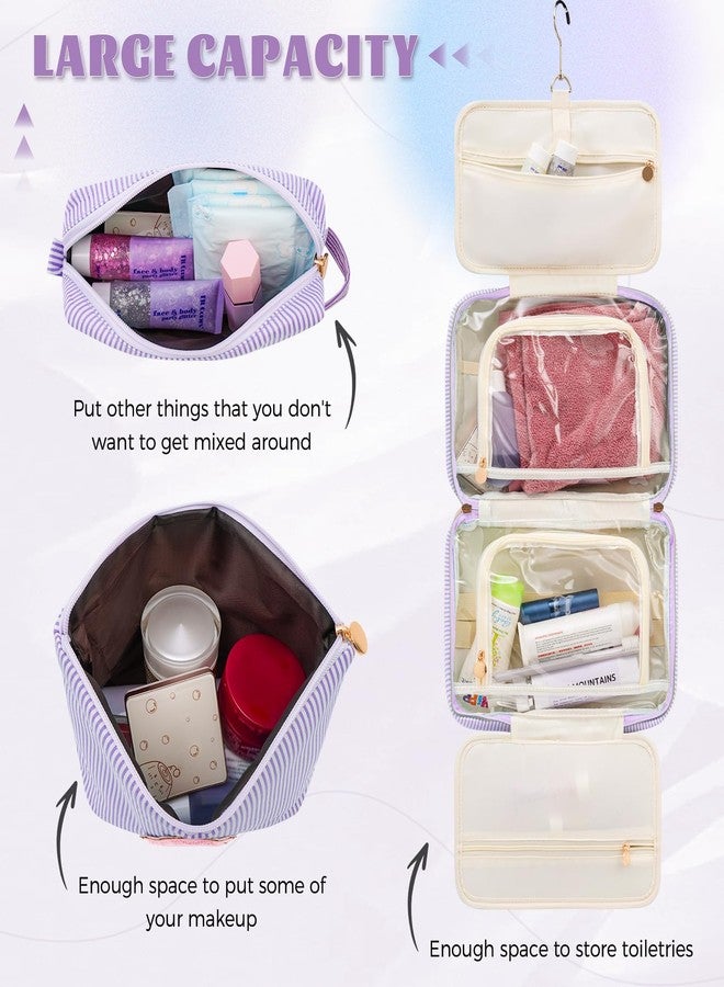 Fystdtote Initial Toiletry Bag Travel Makeup Bag | Teen Girl Gifts Trendy Stuff | Gifts for 3 4 5 6 7 8 9 10 11 12 13 Year Old Girls | Christmas Gifts for Teen Girls Stocking Stuffers - Lavender A - Image 3