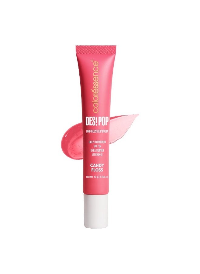 Coloressence Desi Pop DripGloss Lip Balm SPF-15, Candy Floss, 10gm | Lip Gloss Balm for Chapped Dry Pigmented Dark Lips | Deep Hydration | Enriched with Vitamin E, Shea Butter & Coconut Oil - Image 1