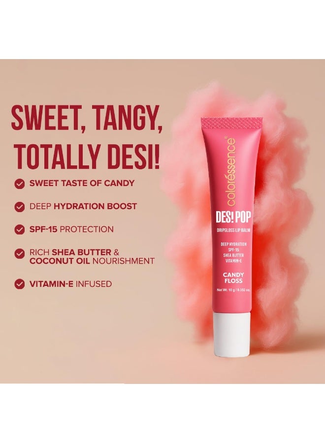 Coloressence Desi Pop DripGloss Lip Balm SPF-15, Candy Floss, 10gm | Lip Gloss Balm for Chapped Dry Pigmented Dark Lips | Deep Hydration | Enriched with Vitamin E, Shea Butter & Coconut Oil - Image 4