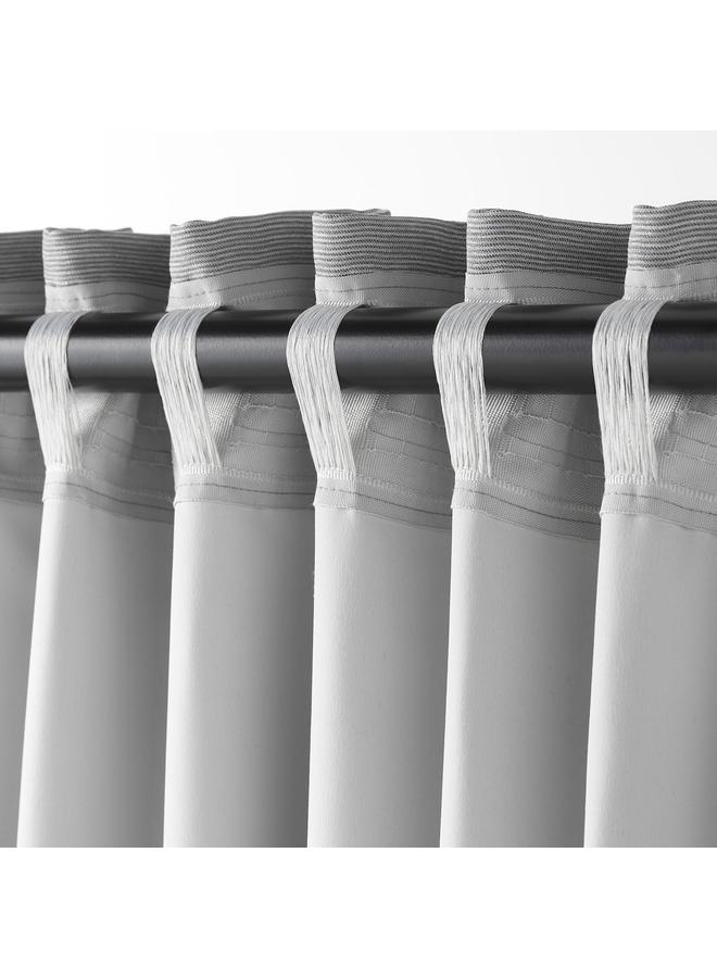 Zaboon Room darkening curtains, 1 pair, with heading tape/grey, 145x300 cm - Image 5