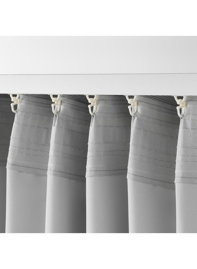 Zaboon Room darkening curtains, 1 pair, with heading tape/grey, 145x300 cm - Image 4