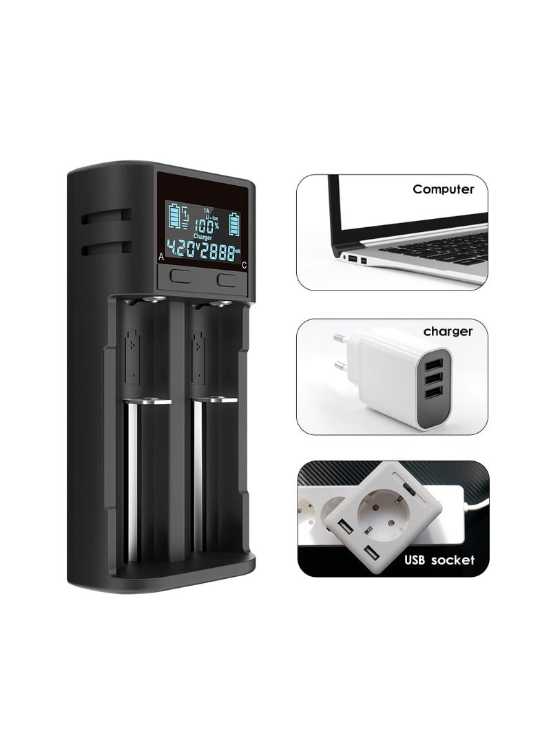 SYOSI 21750 21700 Battery Charger, LCD Intelligent 18650 Battery Charger Smart Charger Intelligent Battery Charger High-Speed Charger for 20700 22700 26650 26700 16340 (RCR123) 17500 17650 17670 18500  - Image 5