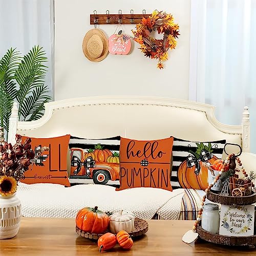 ONFAON Fall Decorations for Home, Fall Pillow Covers 18x18 Set of 4, Thanksgiving Decorations Autumn Cushion Case for Couch - Image 2