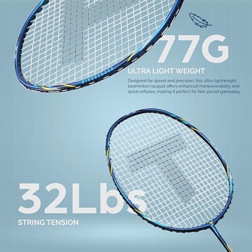 TANSO Windbender Full Graphite Ultra Light Weight Carbon Fibre Strung Badminton Racket (32 Lbs Tension, 680 mm Long, 77 Grams, Strung with Premium Strings and Full Racquet Cover) - Image 2