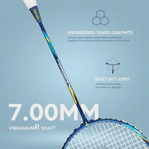 TANSO Windbender Full Graphite Ultra Light Weight Carbon Fibre Strung Badminton Racket (32 Lbs Tension, 680 mm Long, 77 Grams, Strung with Premium Strings and Full Racquet Cover) - Image 4