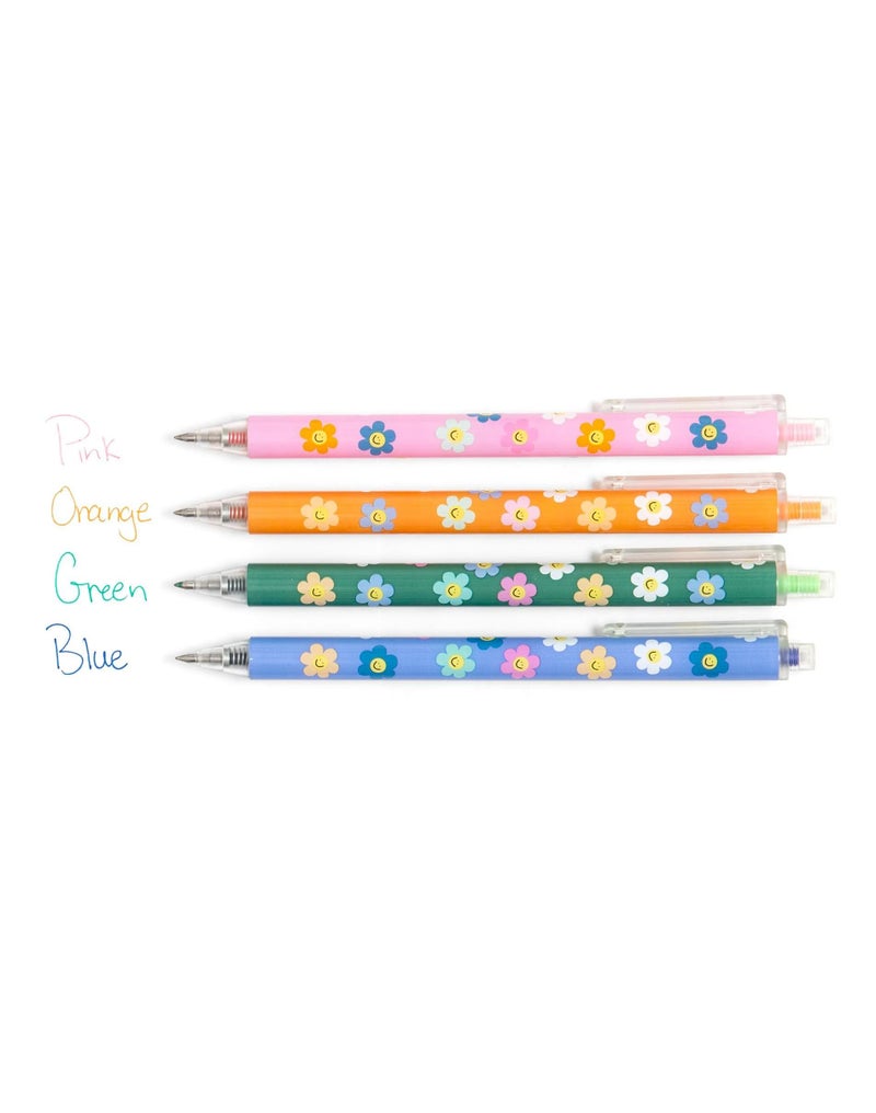 Callie Danielle Set of 4 Happy Daisy Colored Gel Pens for Journaling, Colorful Pens in Pink, Orange, Green & Blue, Smiling Flower Design, Gel Pen Cute Gifts - Image 2