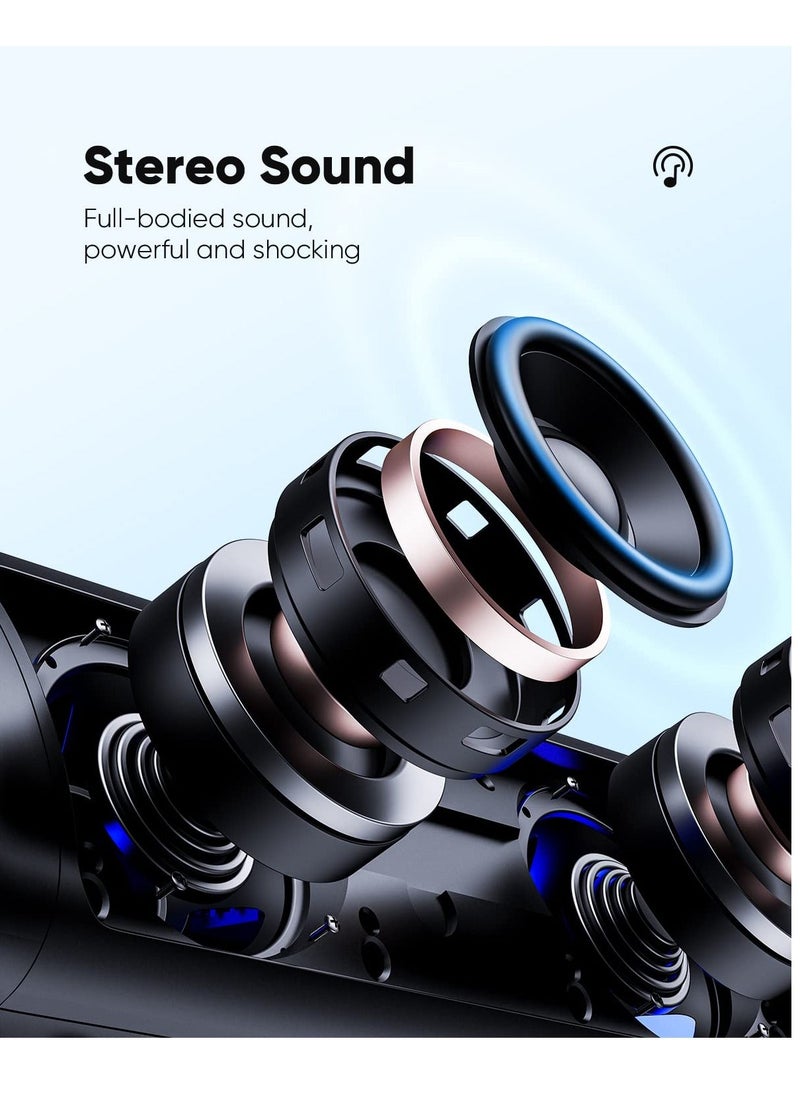 Y&D Bluetooth Speaker with HD Sound, Portable Wireless, IPX5 Waterproof, Up to 24H Playtime, TWS Pairing, BT5.3, for Home Party Outdoor Beach, Electronic Gadgets, Birthday Gift, Black  - Image 2