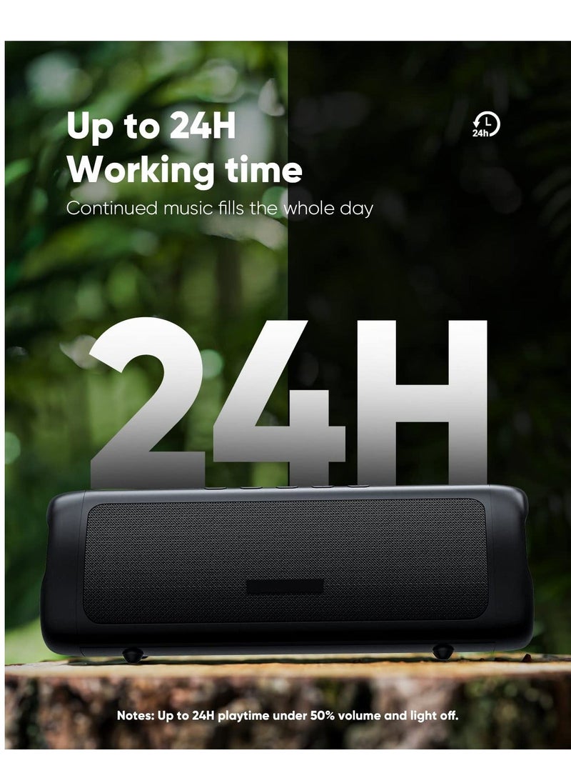 Y&D Bluetooth Speaker with HD Sound, Portable Wireless, IPX5 Waterproof, Up to 24H Playtime, TWS Pairing, BT5.3, for Home Party Outdoor Beach, Electronic Gadgets, Birthday Gift, Black  - Image 3