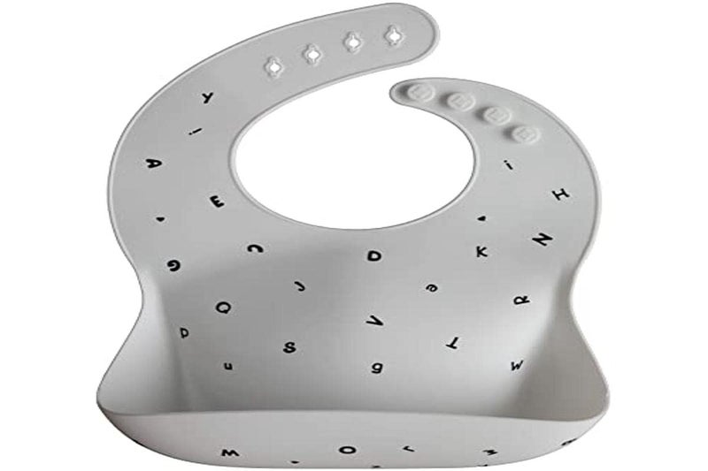 mushie Silicone Baby Bib | Adjustable Fit Waterproof Bibs (Letters White) - Image 4