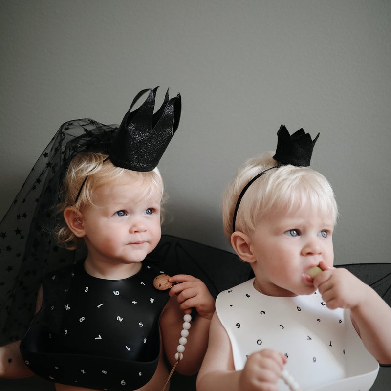 mushie Silicone Baby Bib | Adjustable Fit Waterproof Bibs (Letters White) - Image 3