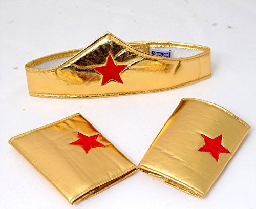 Making Believe Girls Gold Wonderful Superhero Costume Cuffs and Headband Set - Image 4