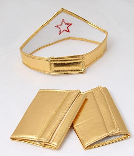 Making Believe Girls Gold Wonderful Superhero Costume Cuffs and Headband Set - Image 3
