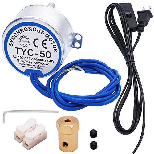 Twidec/Synchronous Turntable Motor Electric Motor 5-6RPM/MIN 50/60Hz 4W CCW/CW AC100~127V Synchron Motor for Cup Turner,Cuptisserie Rotator with 7mm Flexible Coupling TYC-50-5-6R-XLLB1PCS - Image 1
