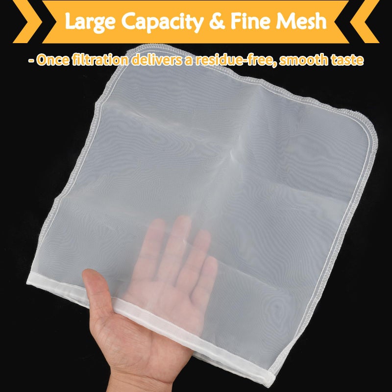 Mkobon XL 4 Pcs Food Grade Nut Milk Bag Reusable, Grade 100, 12" x 12" Nut Bag Strainer, Fine Mesh Nylon Cheese Cloth Bags for Straining Oat Almond Milk, Greek Yogurt, Juice, Cold Brew Coffee, Beer Tea - Image 5