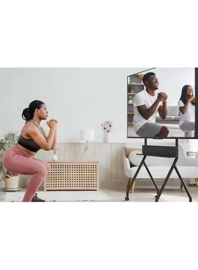 BEETEC Mobile TV Stand for 32–86 Inch Flat Screen TVs, Rolling Cart with Lockable Wheels, Height Adjustable, VESA 600x400mm, Max Load 45kg, Shelf Capacity 10 kg, Cable Management, Black | TF-RG8B - Image 5