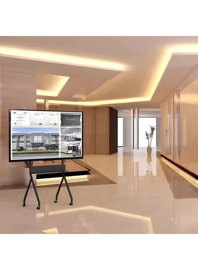 BEETEC Mobile TV Stand for 32–86 Inch Flat Screen TVs, Rolling Cart with Lockable Wheels, Height Adjustable, VESA 600x400mm, Max Load 45kg, Shelf Capacity 10 kg, Cable Management, Black | TF-RG8B - Image 3