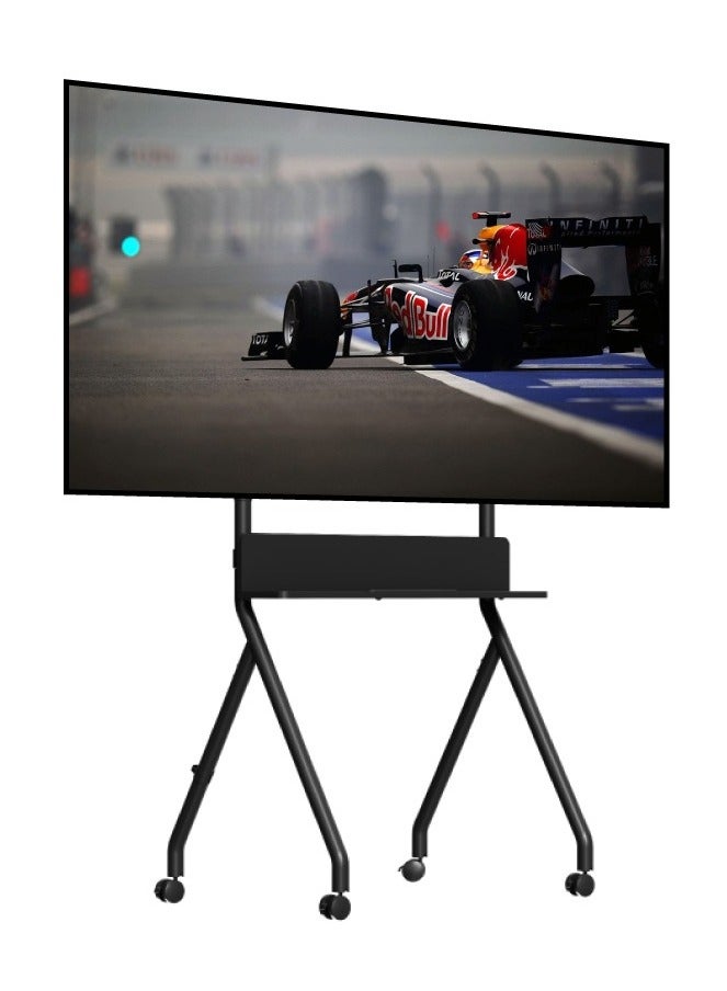 BEETEC Mobile TV Stand for 32–86 Inch Flat Screen TVs, Rolling Cart with Lockable Wheels, Height Adjustable, VESA 600x400mm, Max Load 45kg, Shelf Capacity 10 kg, Cable Management, Black | TF-RG8B - Image 1