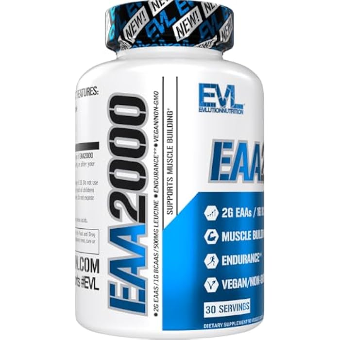 Evlution Nutrition EAA2000 - Pre & Post Workout Capsules - Muscle Building + Recovery Supplement - 2g Essential Amino Acids + 1g BCAAs - Endurance + Energy Support - 30 Servings - Image 4