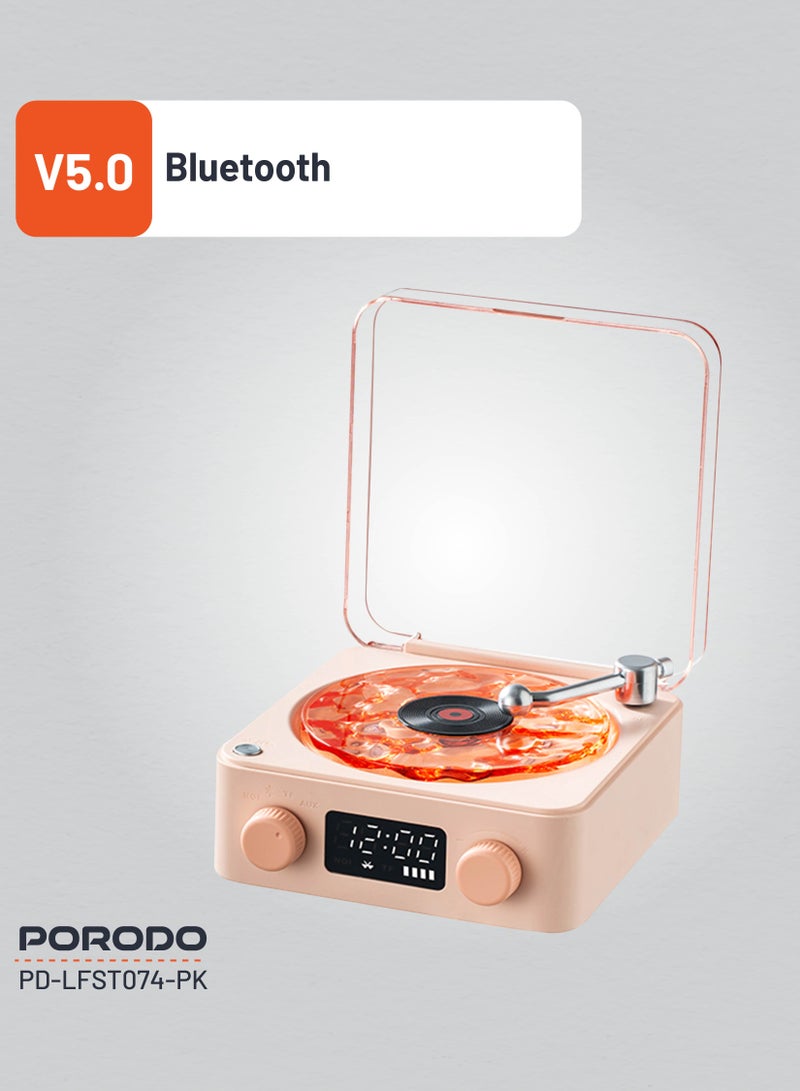 porodo Wave White Noise Portable Speaker with Atmospheric Lights and Clock Display / Calming Nature Sounds - Pink - Image 4