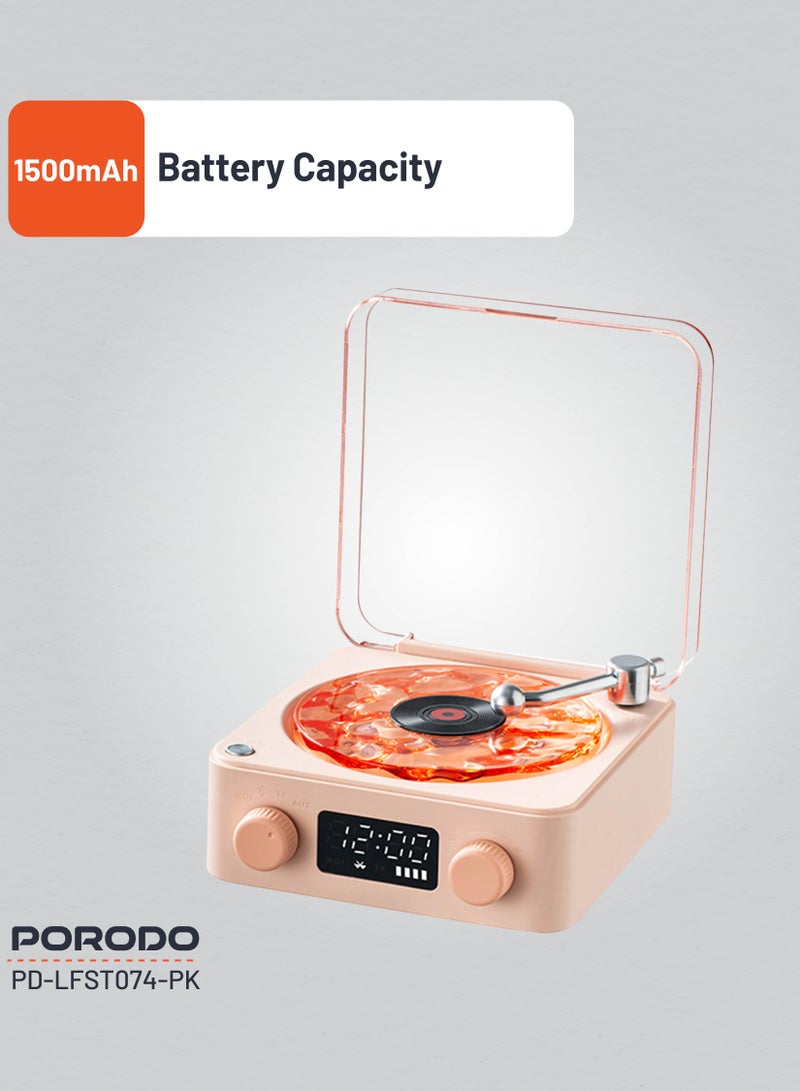 porodo Wave White Noise Portable Speaker with Atmospheric Lights and Clock Display / Calming Nature Sounds - Pink - Image 5