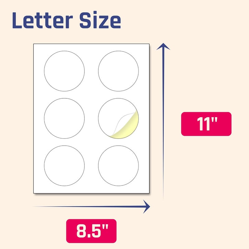 TownStix 40 ورقة ملصقات دائرية بيضاء قابلة للطباعة بحجم 3 بوصة لطابعات الليزر والحقن، 85 × 11 بوصة ورقة رسائل - Image 4