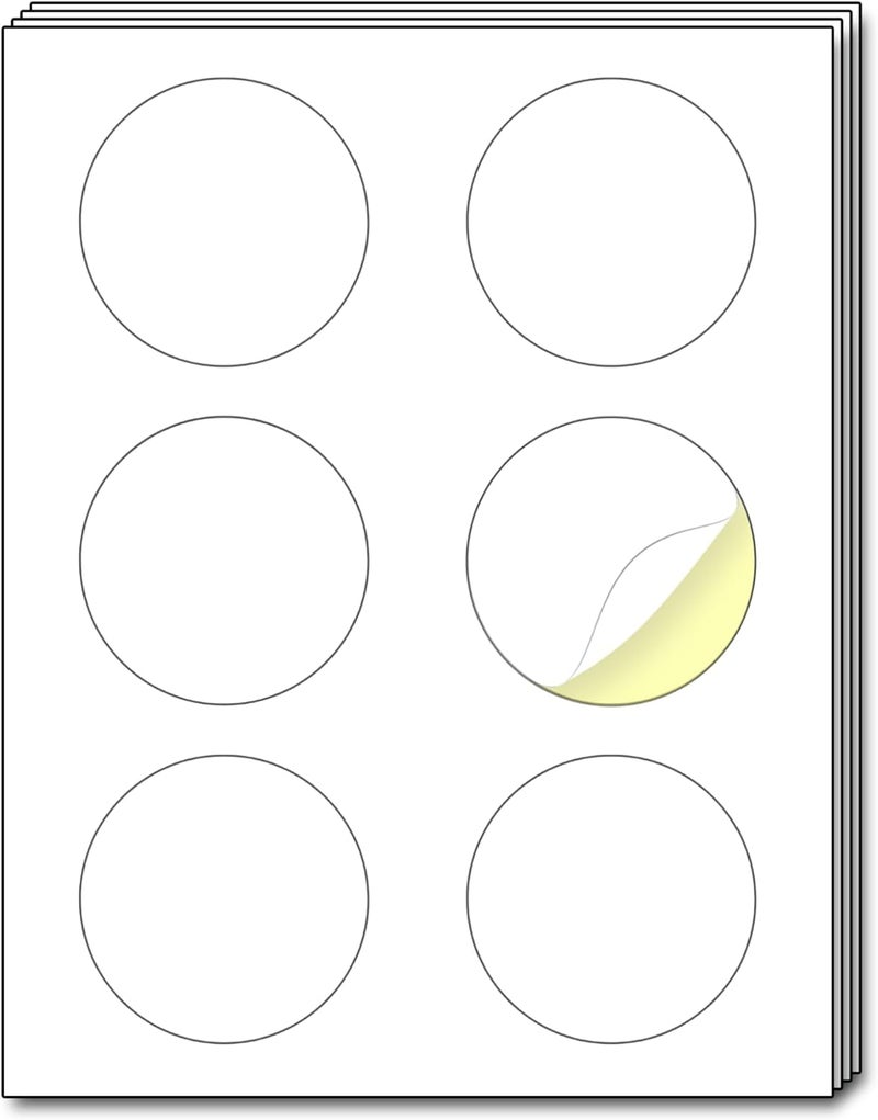 TownStix 40 ورقة ملصقات دائرية بيضاء قابلة للطباعة بحجم 3 بوصة لطابعات الليزر والحقن، 85 × 11 بوصة ورقة رسائل - Image 1
