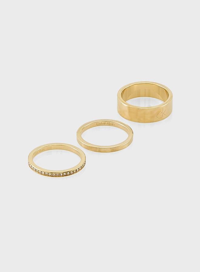 CALVIN KLEIN 3 Rings in Stainless Steel Embellished with Crystals - Image 1