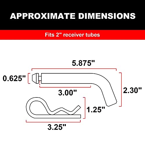 BIG RED ATRLY3202R Torin Trailer Hitch Pin with Clip, 5/8-Inch Diameter, Fit 2" Receiver - Image 4