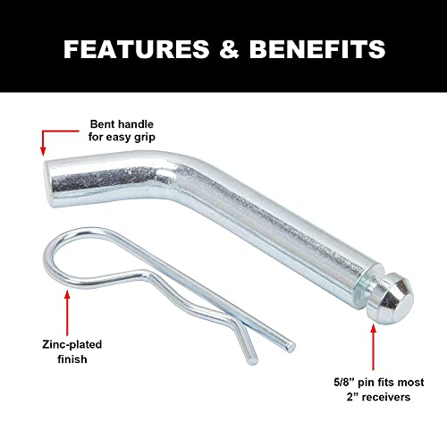 BIG RED ATRLY3202R Torin Trailer Hitch Pin with Clip, 5/8-Inch Diameter, Fit 2" Receiver - Image 3