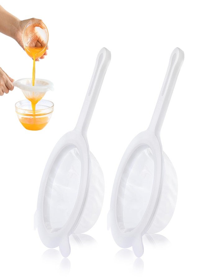 VRUIFA 2PCS Plastic Fine Mesh Strainer, Nylon Ultra Strainer for Juice,Yogurt, Coffee, Honey, Milk, Nut Milk with Handle (120+200Mesh) - Image 1