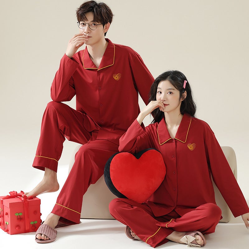 Cotton Wedding Couple Pajamas Women'S Newlywed New Red Men'S Family Year Home Clothes - Image 4