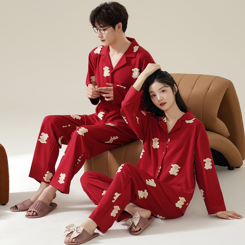 Cotton Wedding Couple Pajamas Women'S Newlywed New Red Men'S Family Year Home Clothes - Image 3