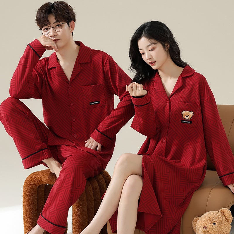 Cotton Wedding Couple Pajamas Women'S Newlywed New Red Men'S Family Year Home Clothes - Image 5