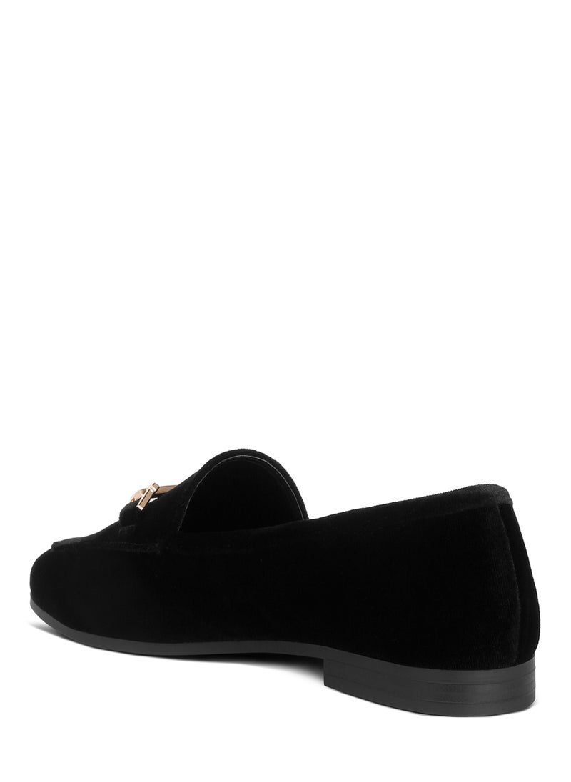 London Rag Horsebit Embellsihed Velvet Loafers in Black  - Image 3