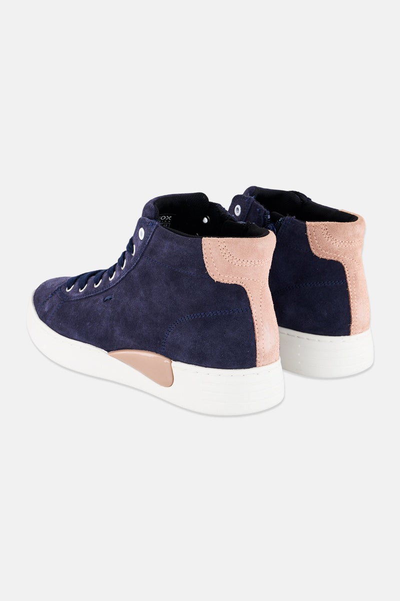 GEOX Women U Lauressa Suede Lace Up Casual Shoes, Navy - Image 3