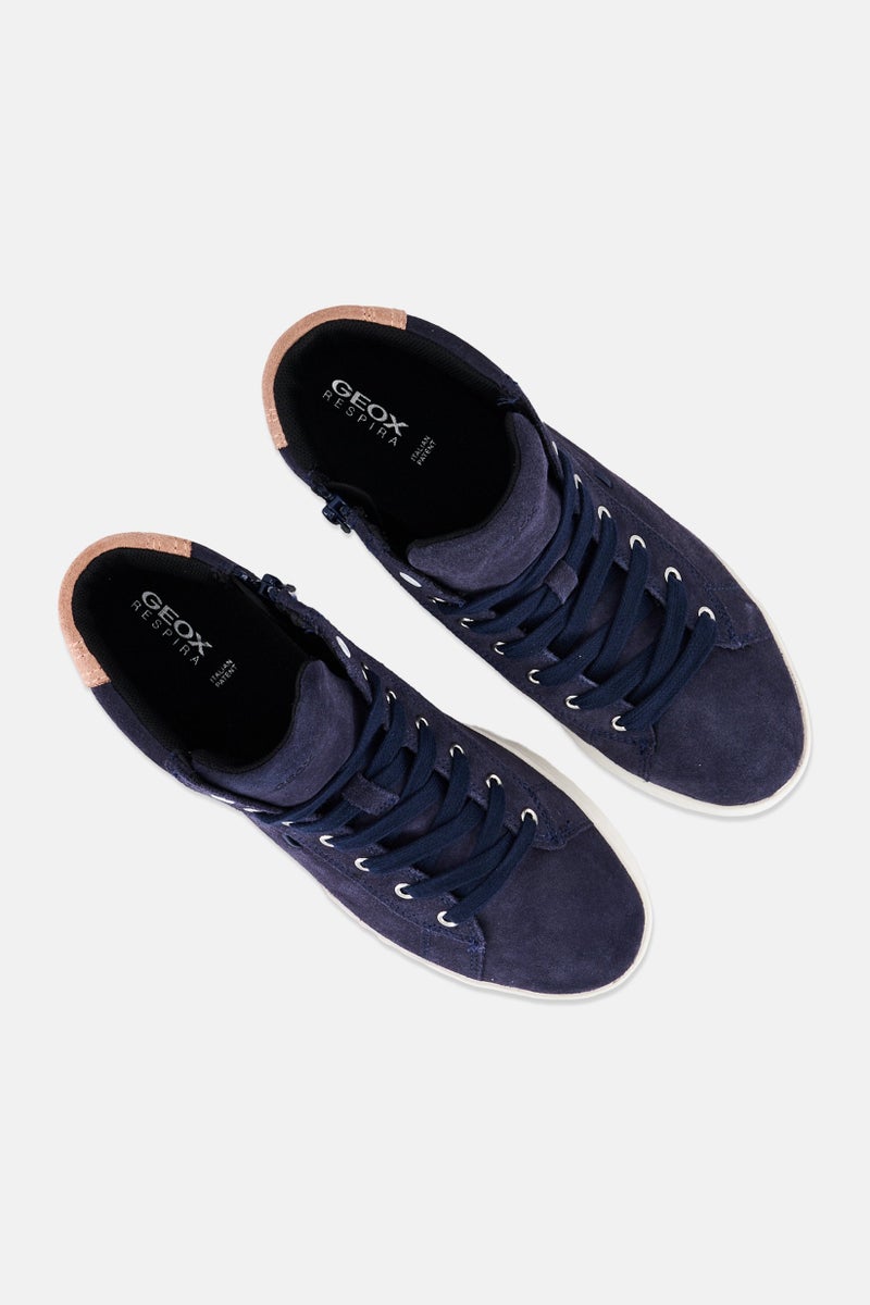 GEOX Women U Lauressa Suede Lace Up Casual Shoes, Navy - Image 4