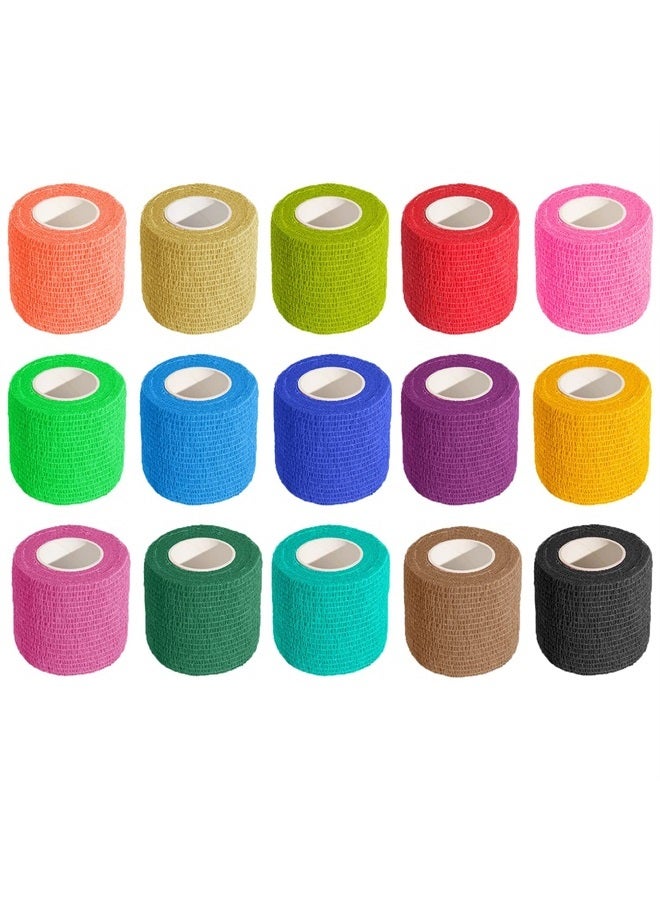 KISEER 15 Pack 2 Inch x 5 Yards Self Adhesive Bandage Breathable Cohesive Bandage Wrap Rolls Elastic Self-Adherent Tape for Stretch Athletic, Sports, Wrist, Ankle - Image 1