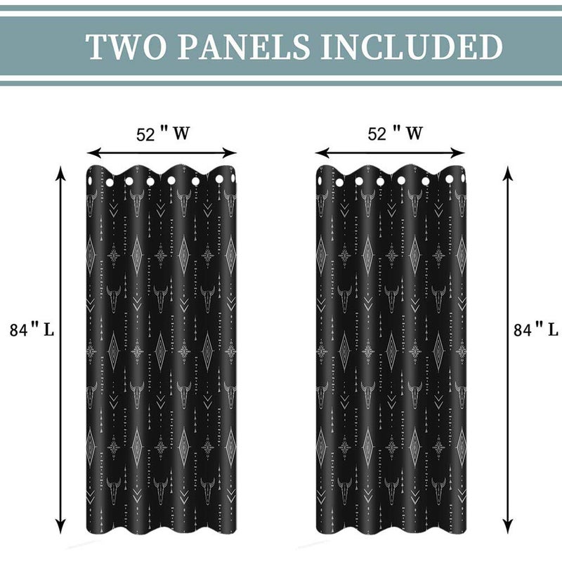 Ahbewin Tribal Aztec Print Window Strtain Plass 2 Pack Bull Skull Tribal Boho Design Aztec نمط غرفة غامق الستائر نافذة لغرفة المعيشة 52x84 بوصة Cllsah17 - Image 4