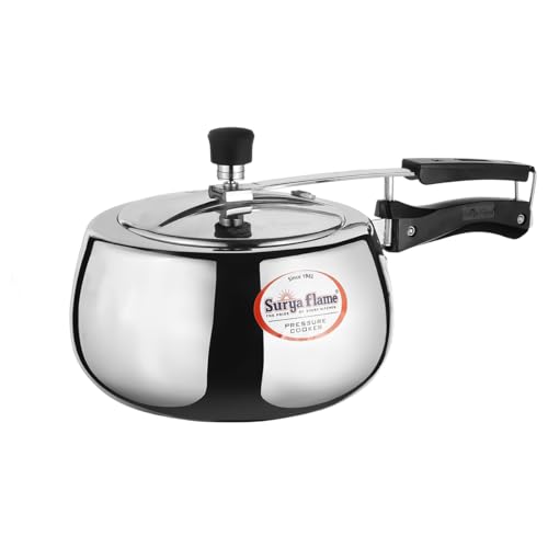 Surya Flame Aluminium 3 Litre Pressue cooker Queen inner lid, Gas and Induction Compatible ISI certified (Silver)3 Year Doorstep Warranty - Image 1