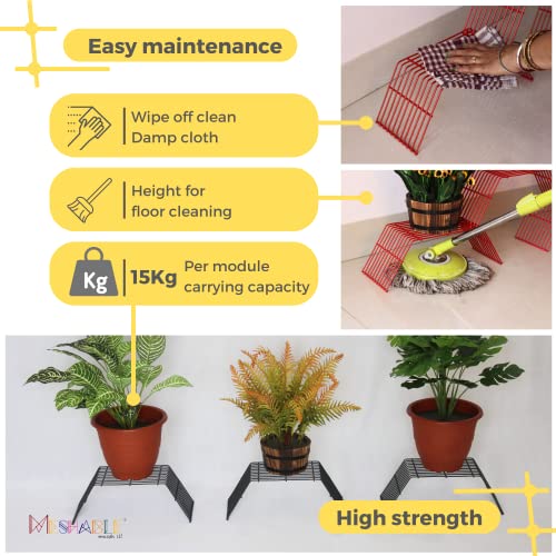 Meshable Grandis Metal Plant, Gamla Stand for Balcony & Living Room with a Elegant Design & Rust Free, Decorative Pot Stand For Indoor & Outdoor for Holding 3 Plant Pots, Small Pack of 3 - Grey - Image 4