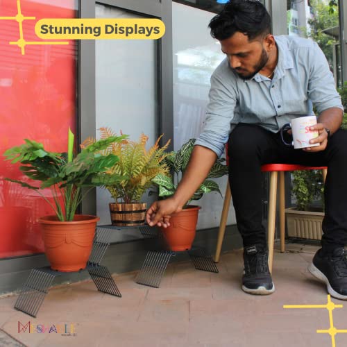 Meshable Grandis Metal Plant, Gamla Stand for Balcony & Living Room with a Elegant Design & Rust Free, Decorative Pot Stand For Indoor & Outdoor for Holding 3 Plant Pots, Small Pack of 3 - Grey - Image 2