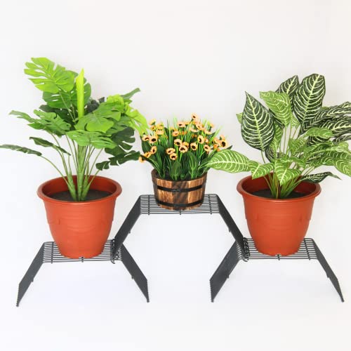 Meshable Grandis Metal Plant, Gamla Stand for Balcony & Living Room with a Elegant Design & Rust Free, Decorative Pot Stand For Indoor & Outdoor for Holding 3 Plant Pots, Small Pack of 3 - Grey - Image 1