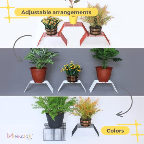 Meshable Grandis Metal Plant, Gamla Stand for Balcony & Living Room with a Elegant Design & Rust Free, Decorative Pot Stand For Indoor & Outdoor for Holding 3 Plant Pots, Small Pack of 3 - Grey - Image 3