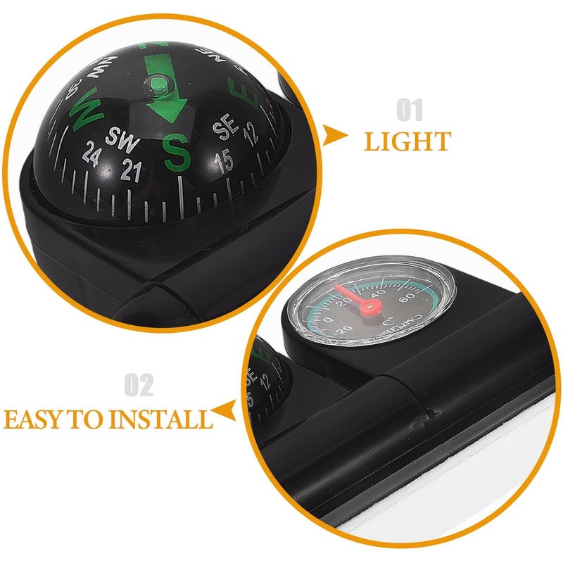 Multifunctional Car Compass And Thermometer With Rotatable Dashboard Mount For High Accuracy Direction And Temperature Display In Vehicle Climate Awareness - Image 4
