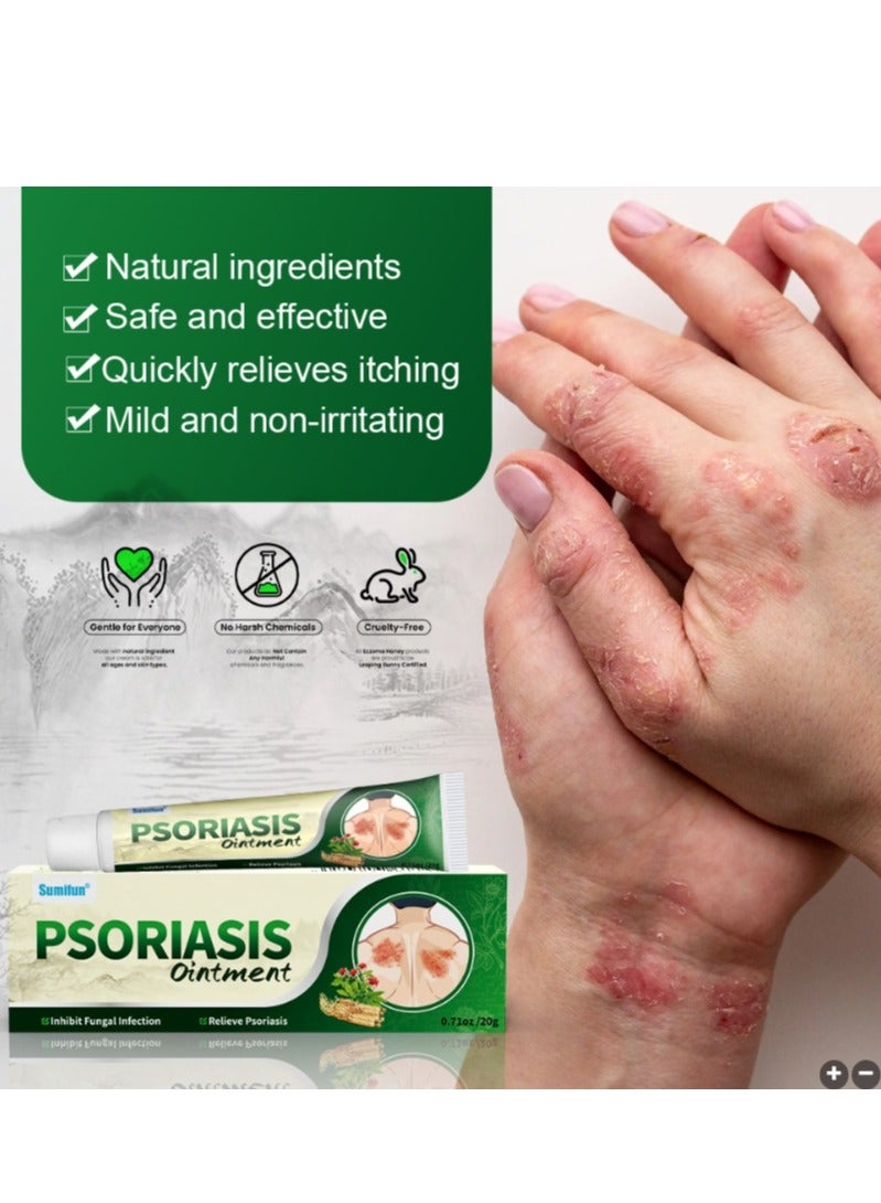 Sumifun Natural Chinese Herbal Eczema Psoriasis Creams 20g，Dermatitis and Eczema Pruritus Psoriasis Ointment,Psoriasis Creams，Psoriasis Treatment, Antibacterial Cream, for Body Itching - Image 2