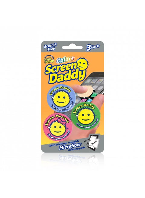 Scrub Daddy, Screen Daddy - Multi-color, Multi-use Microfiber Cleaning Pads for Electronic Screens With Convenient Storage, Scratch Free, Streak Free, Reusable and Washable, 3ct