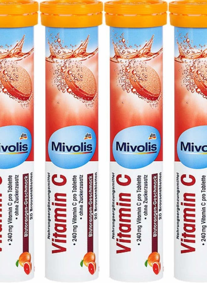 mivolis Vitamin C effervescent Tablets - Dietary Supplements 4 Packs x 20 pcs | Germany - Image 1