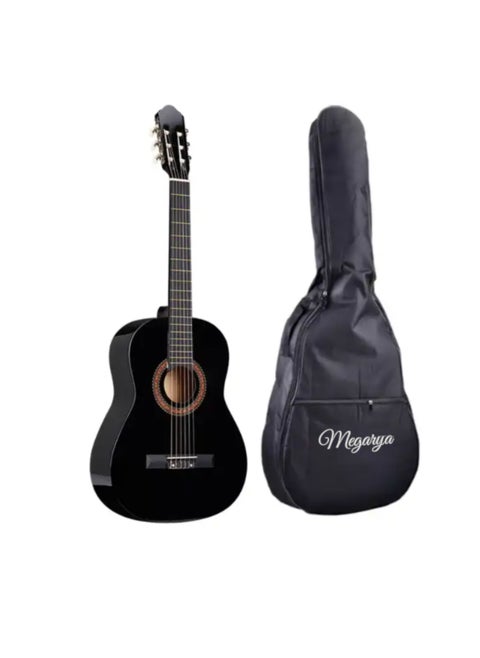 39” Classical Guitar with Nylon Strings Guitar with Truss Rod for Beginner Professional Acoustic with Bag(Black)