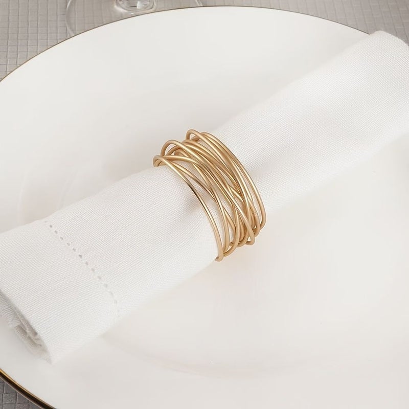 4pcs Gold Metal Wire Abstract Napkin Rings for Dinner Weddings Parties - Image 5