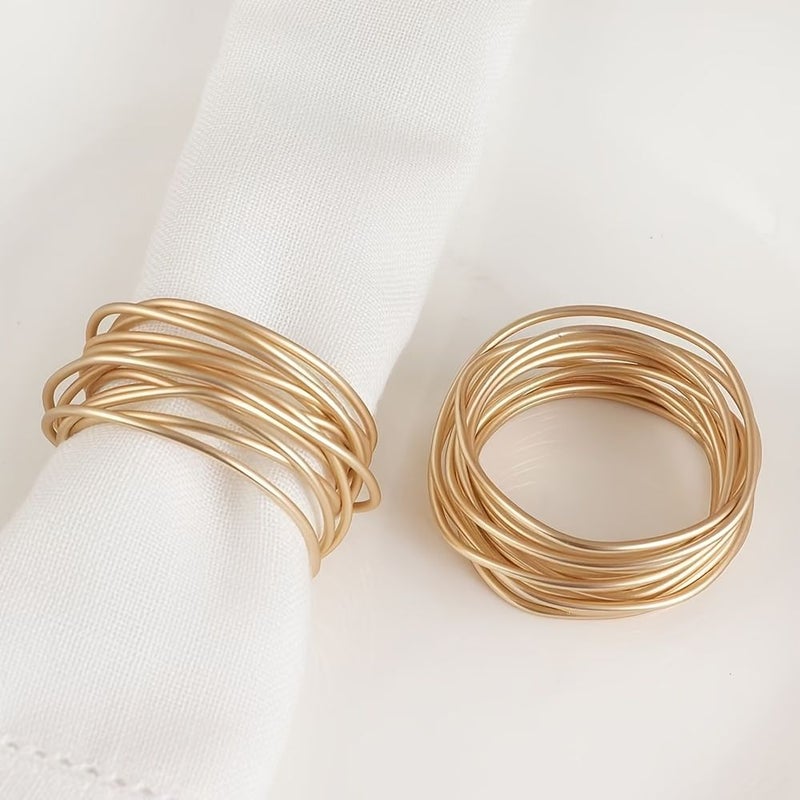 4pcs Gold Metal Wire Abstract Napkin Rings for Dinner Weddings Parties - Image 1
